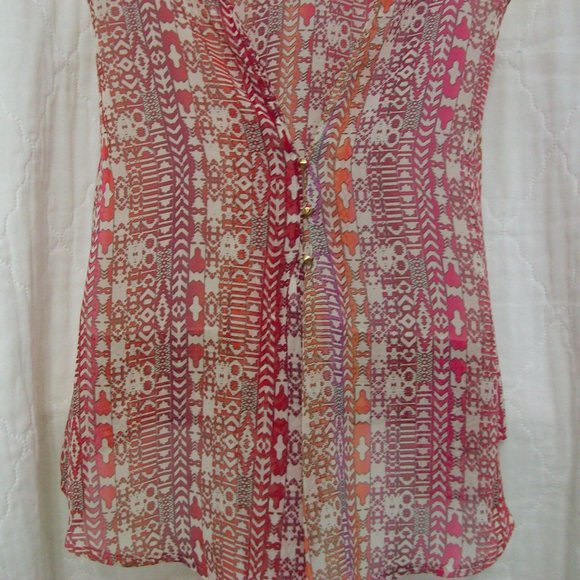 Sans Souci Pink Sheer Sleeveless Top L - Picture 5 of 6